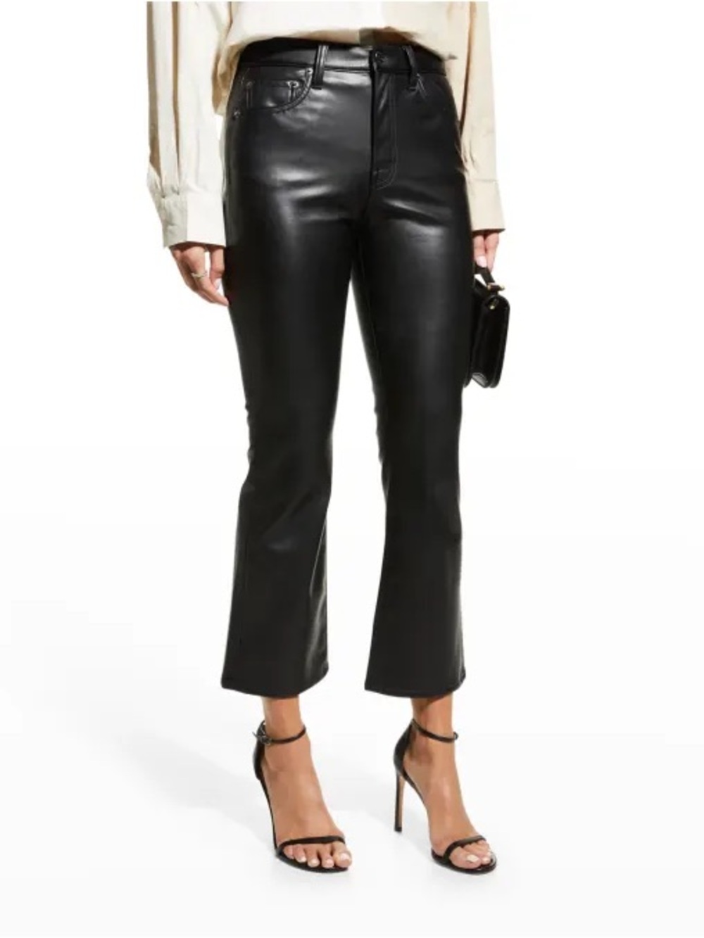 Pistola Lennon High Rise Cropped Boot Cut Leather Pants - Size 26